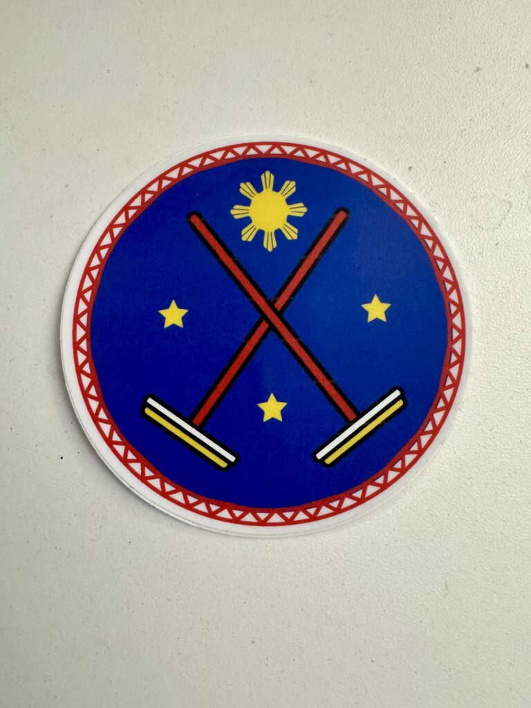 Crossed broom sticker